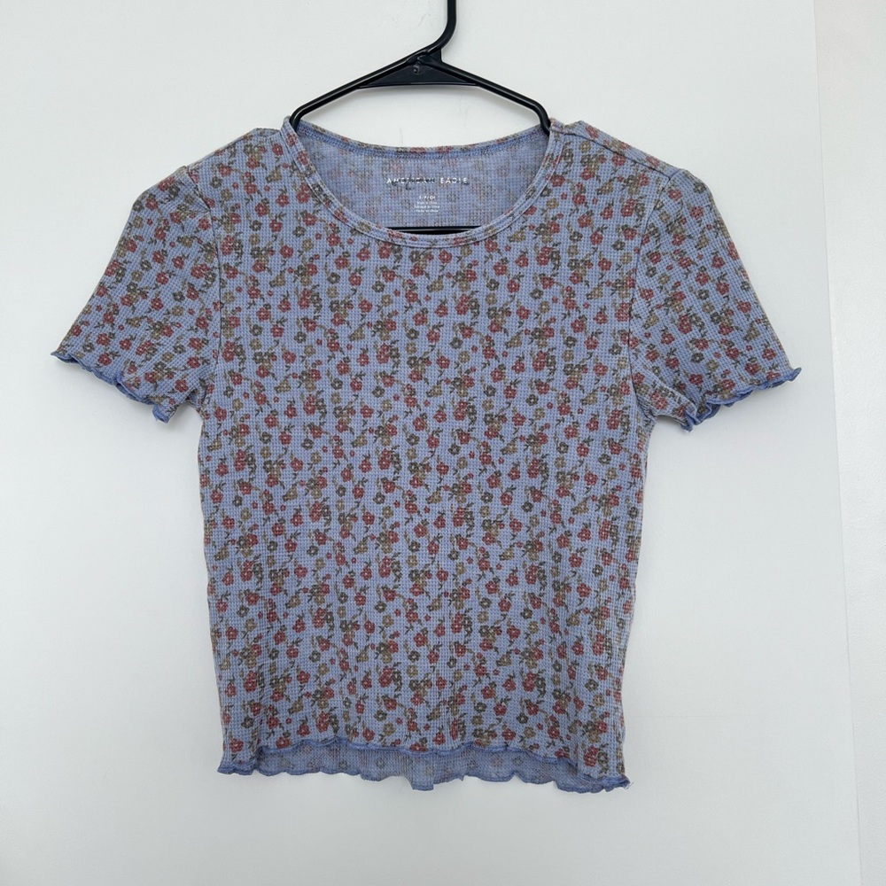 Abercrombie Fitch Soft Size Small T-Shirt Dusty Blue Floral Great Co.